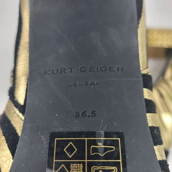 Kurt Geiger Women Zebra Print Black Gold Leather Stud Ankle Boots 6.5 - Picture 13 of 14